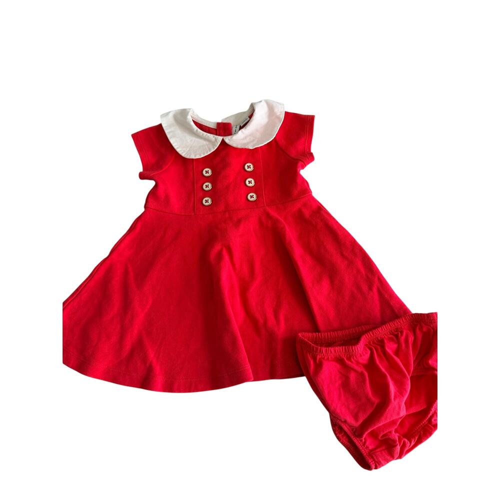 Janie and Jack Bright Red Ponte Dress & Diaper Cover, 3-6M - Picture 2 of 7